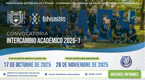 Convocatoria de Intercambio Académico 2026-1